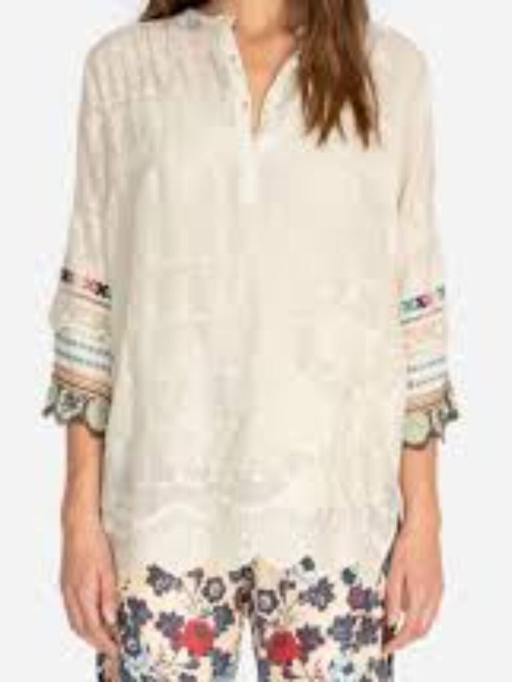 White Embroidered Lace Women's Button-Front Top XXL - Picture 1 of 10